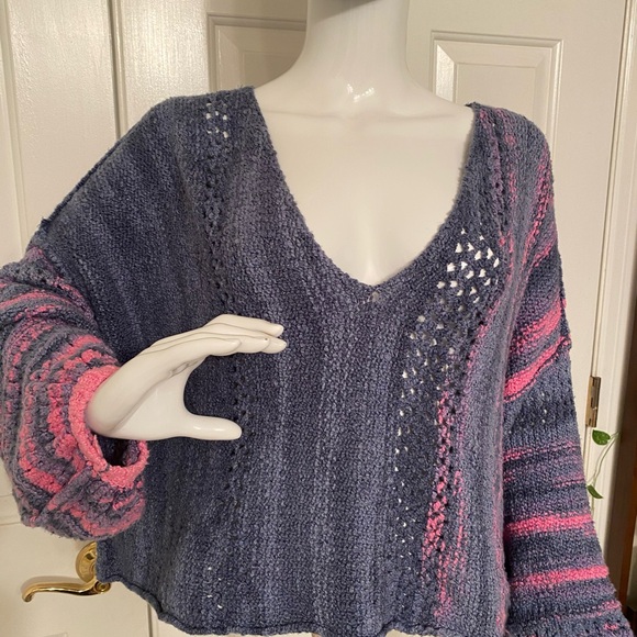 Free People Sweaters - Free People Amethyst Sweater - Blue and Pink Sz S
